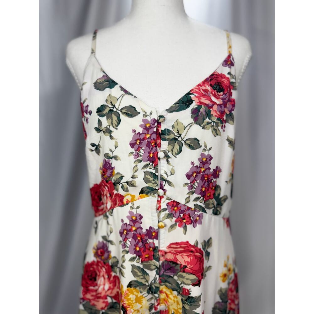 Abercrombie Floral Sundress Peony Boho Poetcore Bloomcore Pockets Medium Dress - Picture 16 of 16
